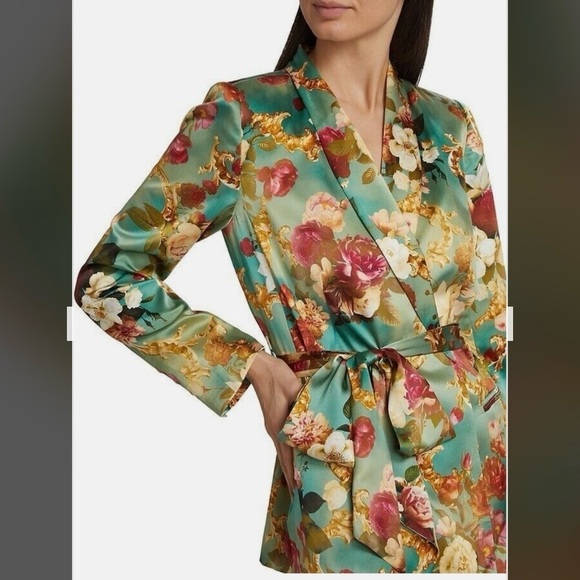 L'Agence Everly Wrap Shawl Silk Blazer in Rococo Floral Multi Size XS - Picture 3 of 12